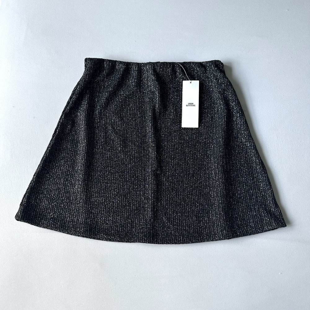 NWT Urban Outfitters Black Shimmery Pleated Skirt
